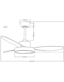 Ventilador de techo con luz Nilo - ALG - Palas fijas efecto madera con acabado blanco y función verano/invierno