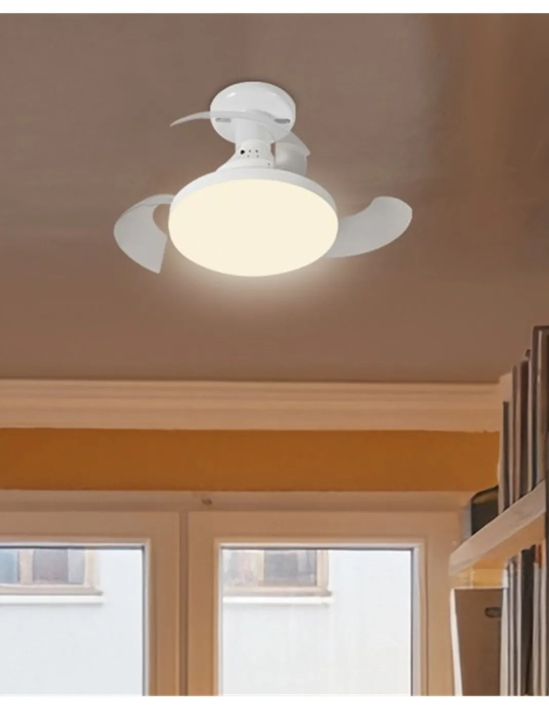 Ventilador de techo con luz Nino - AJP - Aspas retráctiles en blanco con 3 velocidades y temporizador