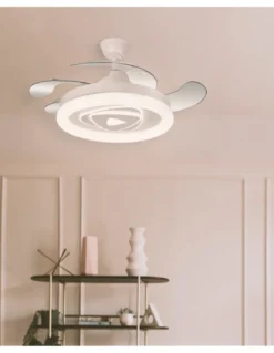 Ventilador de techo con luz Odiel - ALG - Diseño decorativo en blanco con aspas retráctiles y luz regulable