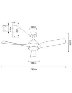 Ventilador de techo con luz Oria - ALG - Motor DC ultrasilencioso, 3 aspas y mando a distancia