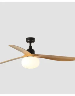 Ventilador de techo con luz Outwood L Smart - Faro - Palas de madera de roble, apto exterior
