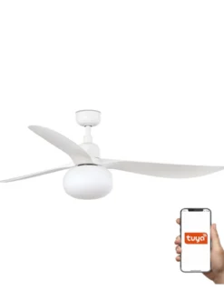 Ventilador de techo con luz Outwood L - Faro - Ventilador Smart (Tuya), blanco, apto para exterior