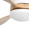 Ventilador de techo con luz Poros - Faro - Lámpara ventilador blanco/madera, apto techos inclinados, ultrasilencioso
