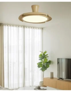 Ventilador de techo con luz Qatar - AJP - Acabado madera con aspas retráctiles, modo brisa y mando a distancia
