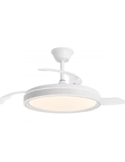 Ventilador de techo con luz Samaná - AJP - Aspas retráctiles, acabado blanco y luz regulable con modo brisa