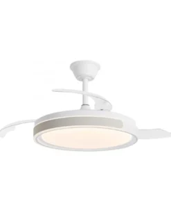 Ventilador de techo con luz Samaná - AJP - Aspas retráctiles en acabado beige con mando a distancia