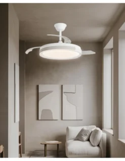 Ventilador de techo con luz Samaná - AJP - Aspas retráctiles en acabado beige con mando a distancia