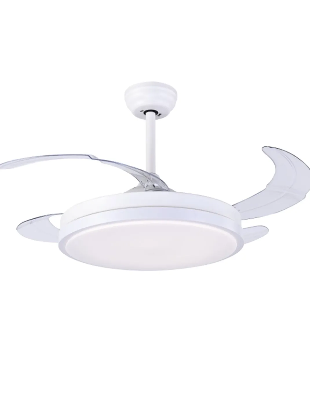 Ventilador de techo con luz Sena - ALG - Ventilador blanco con aspas retráctiles, motor ultrasilencioso y mando a distancia