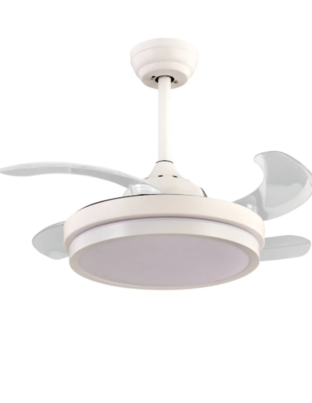 Ventilador de techo con luz Sena Mini - ALG - Aspas retráctiles en blanco con mando a distancia y 6 velocidades