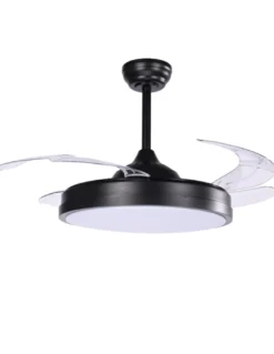 Ventilador de techo con luz Sena - ALG - Aspas retráctiles en negro con mando a distancia y función verano/invierno