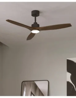 Ventilador de techo con luz Stem Evo - FORLIGHT - Palas de madera oscura, ventilador DC