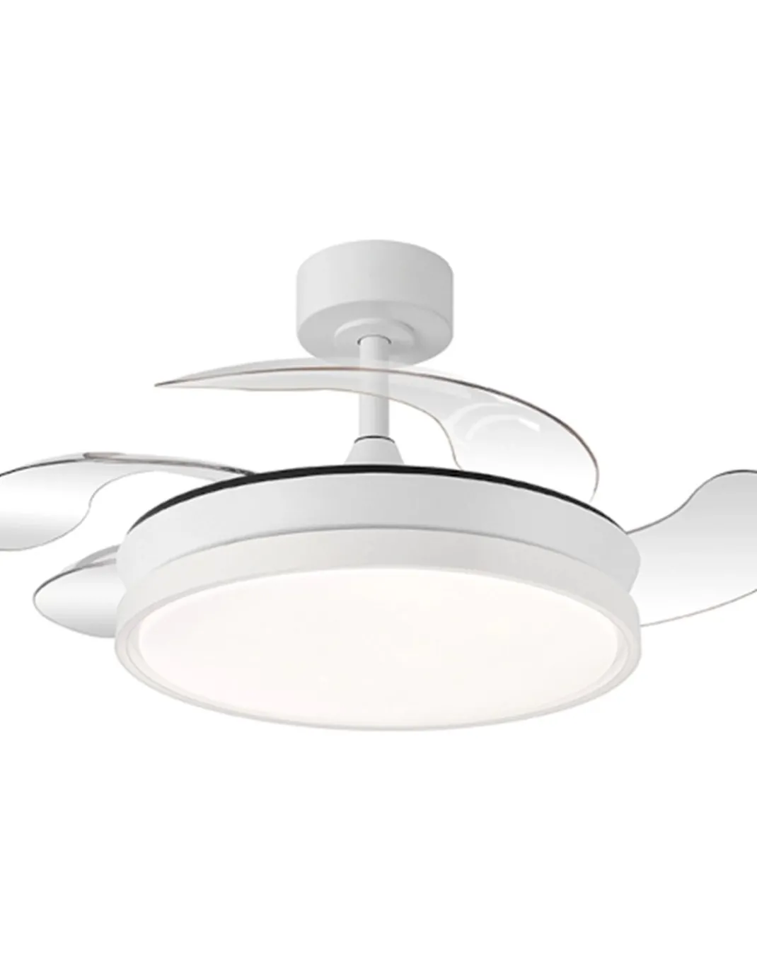 Ventilador de techo con luz Tíber Mini - ALG - Ventilador blanco con aspas retráctiles y luz regulable