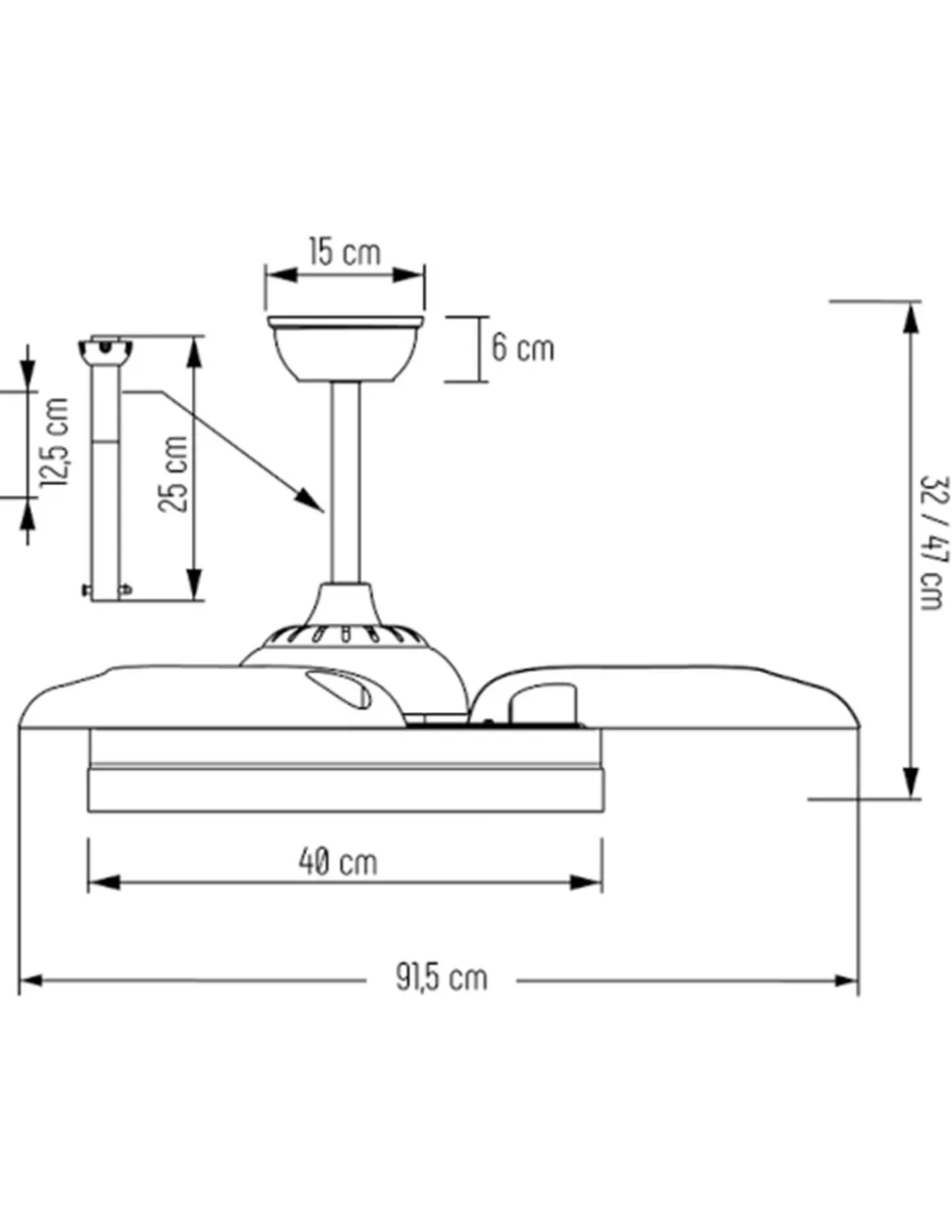 Ventilador de techo con luz Tíber Mini - ALG - Ventilador blanco con aspas retráctiles y luz regulable