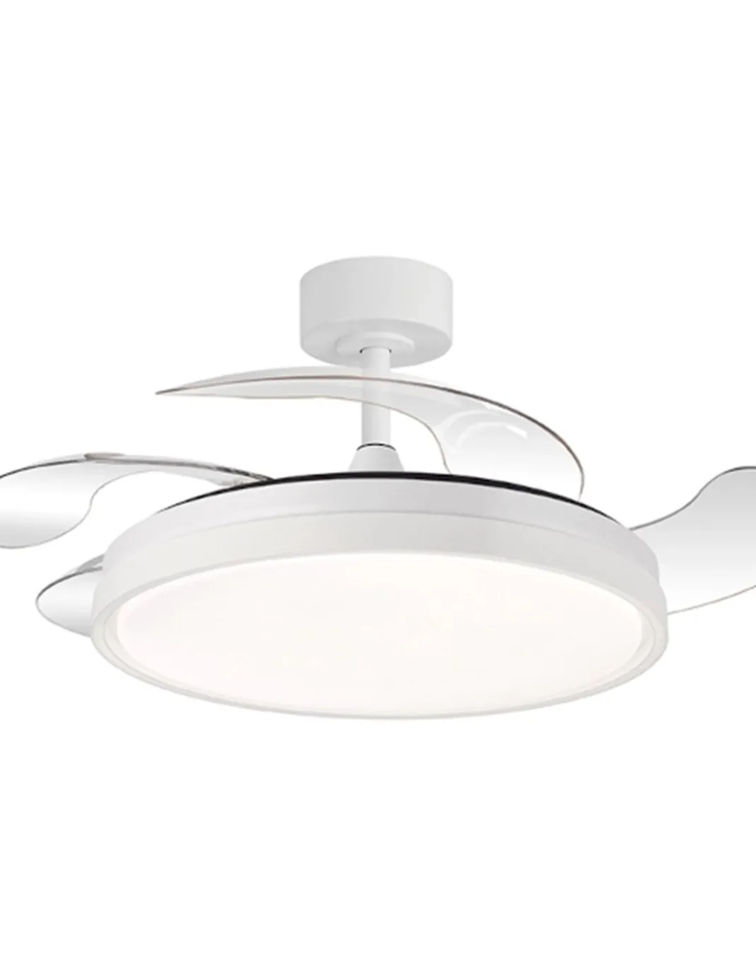 Ventilador de techo con luz Tíber - ALG - Aspas retráctiles en blanco con motor ultrasilencioso y mando a distancia
