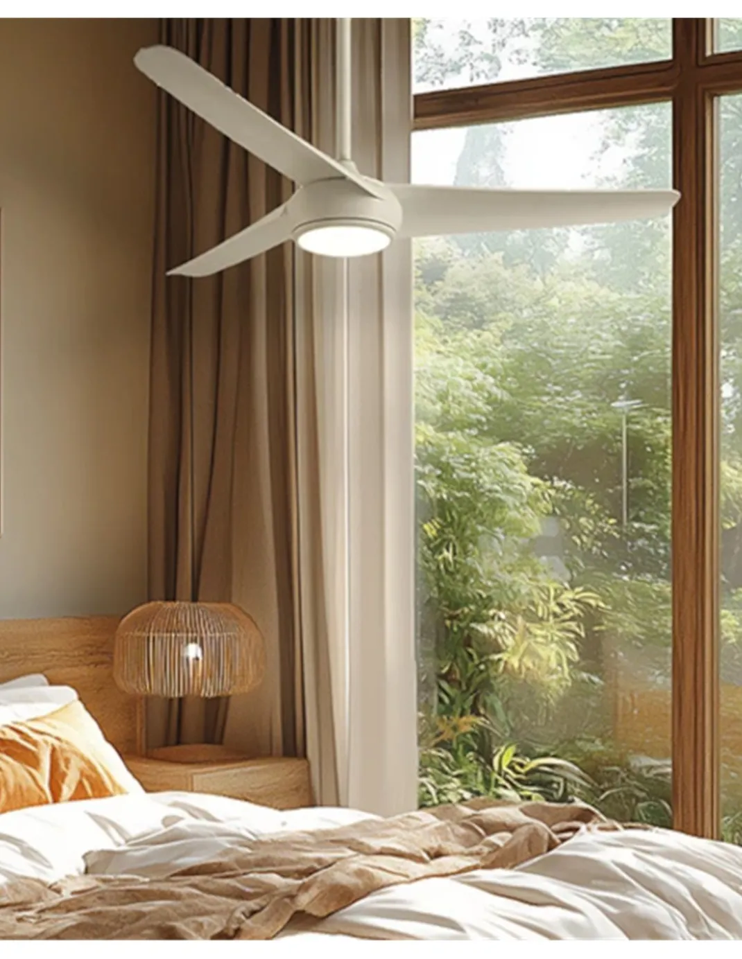Ventilador de techo con luz Támesis - ALG - Blanco con 3 palas fijas, motor ultrasilencioso y mando a distancia