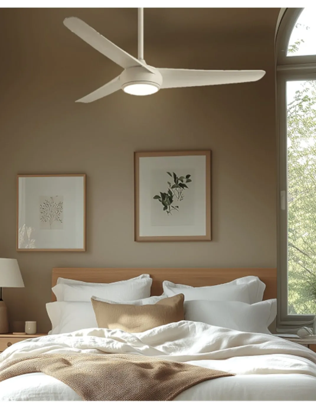 Ventilador de techo con luz Támesis - ALG - Blanco con 3 palas fijas, motor ultrasilencioso y mando a distancia
