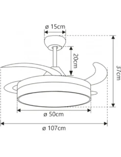 Ventilador de techo con luz Togo - AJP - Ventilador blanco LED con palas retráctiles