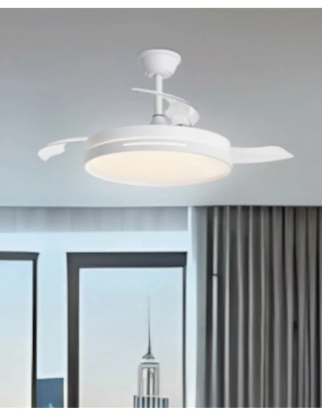 Ventilador de techo con luz Togo - AJP - Ventilador blanco LED con palas retráctiles