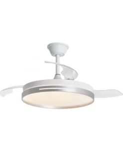 Ventilador de techo con luz Togo - AJP - Ventilador retráctil DC, acabado plateado