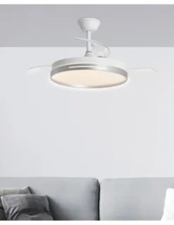 Ventilador de techo con luz Togo - AJP - Ventilador retráctil DC, acabado plateado