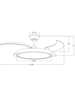 Ventilador de techo con luz Ural - ALG - Blanco con aspas retráctiles, difusor plano y motor ultrasilencioso