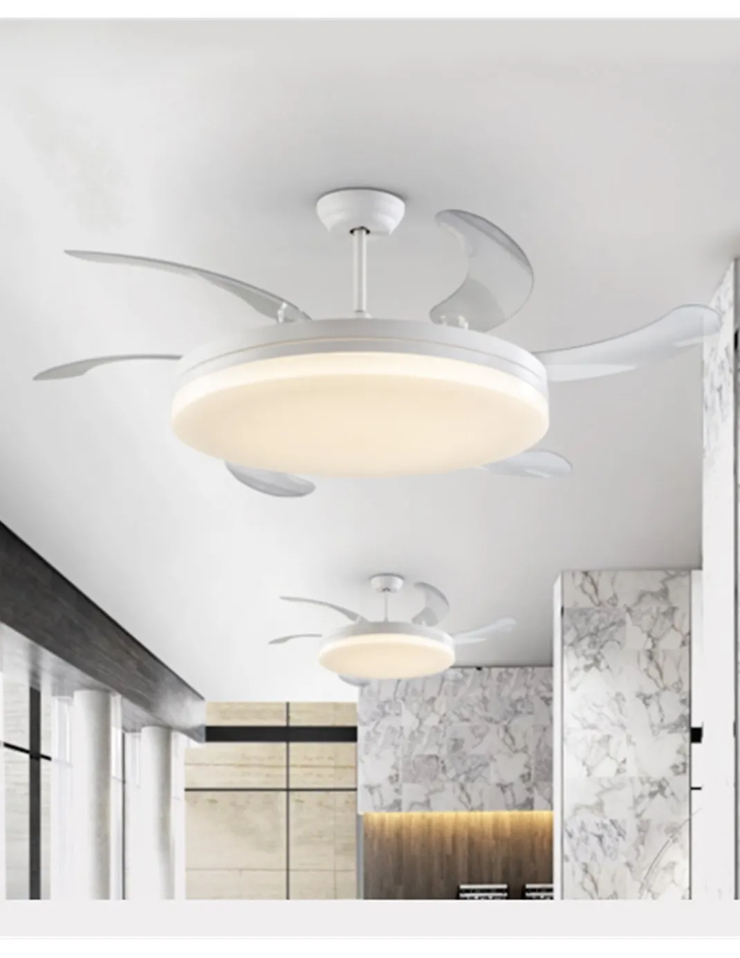 Ventilador de techo con luz Vento - Schuller - Ventilador LED con palas retráctiles
