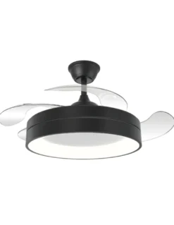 Ventilador de techo con luz Volga - ALG - Acabado negro con aspas retráctiles, luz regulable y motor ultrasilencioso
