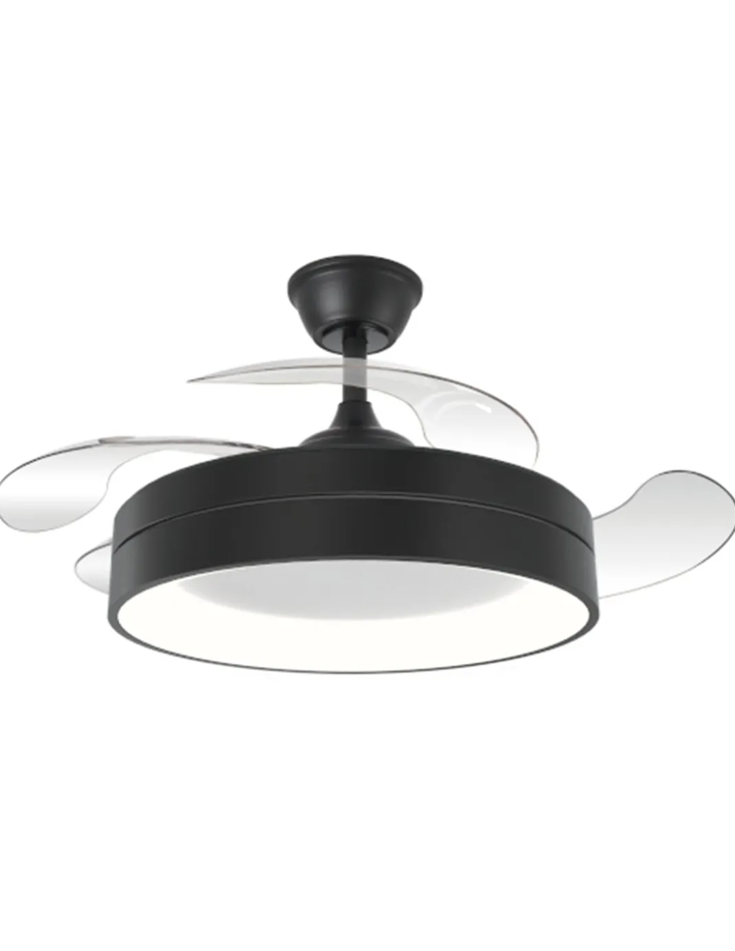 Ventilador de techo con luz Volga - ALG - Acabado negro con aspas retráctiles, luz regulable y motor ultrasilencioso