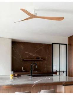 Ventilador de techo empotrado sin luz Rocker M - Faro - 3 palas de fresno, ultrasilencioso y apto para techos inclinados
