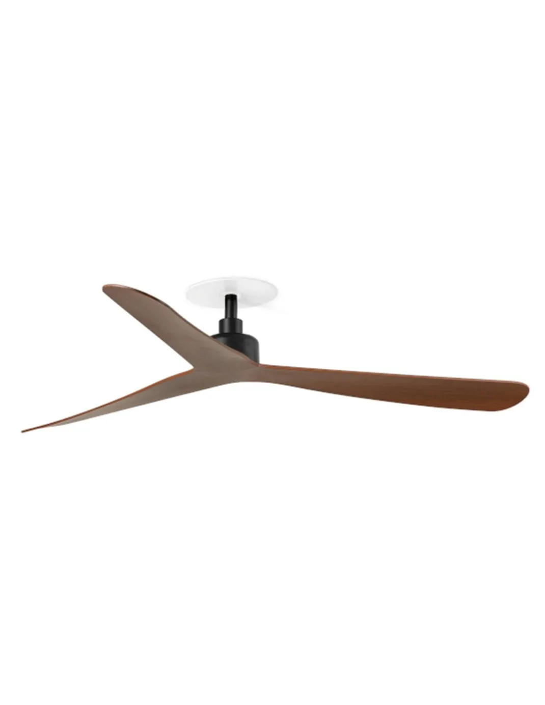 Ventilador de techo empotrado smart sin luz Rocker Recessed M - Faro - Control Tuya, acabado negro y nogal con 3 palas