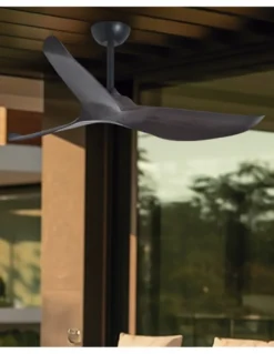 Ventilador de techo exterior sin luz Garden - AJP - Diseño ennegro y madera oscura IP44 con mando a distancia y modo brisa