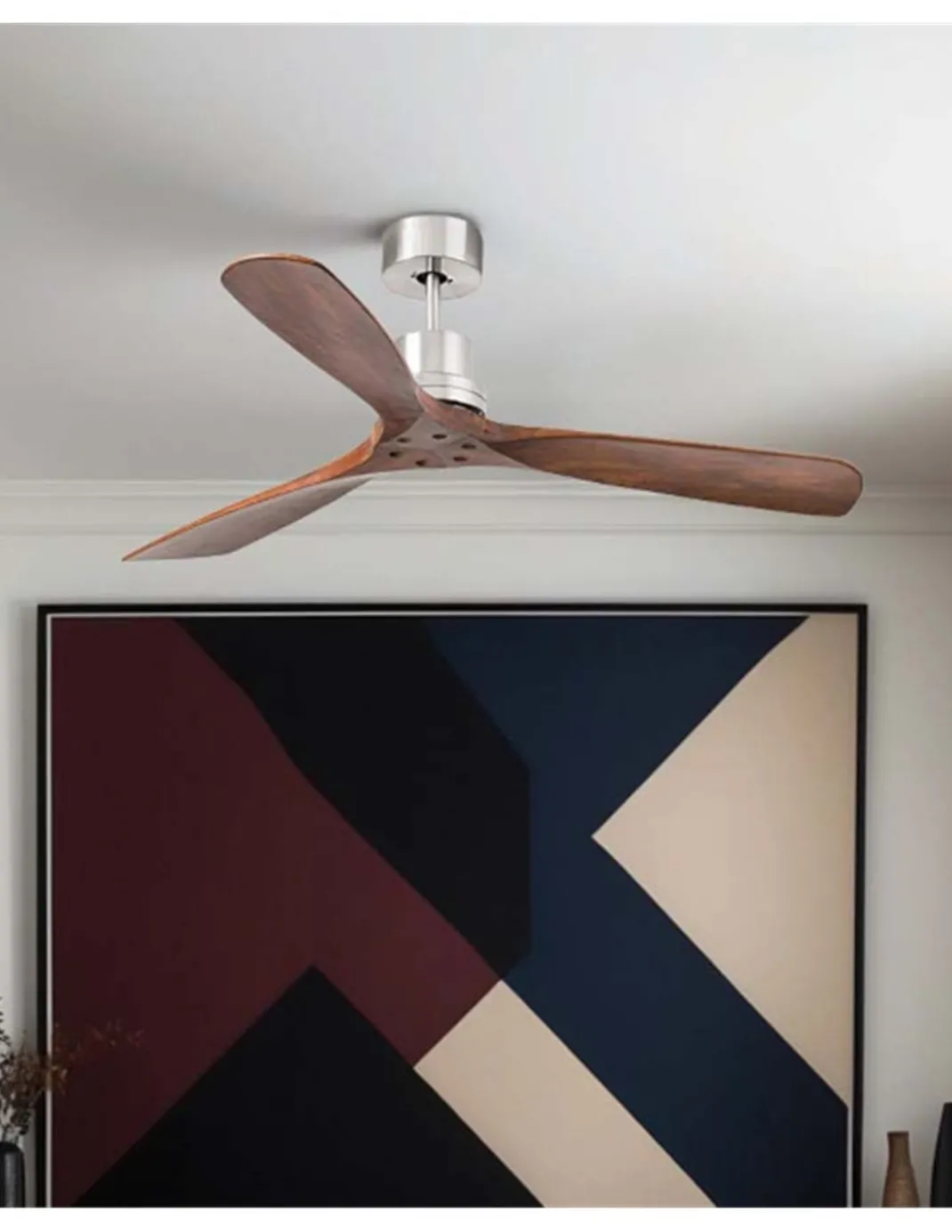 Ventilador de techo Lantau Smart L - Faro - Ventilador inteligente y silencioso, palas madera nogal