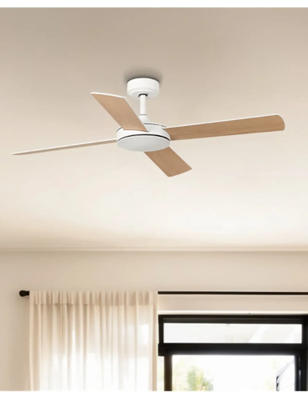 Ventilador de techo Mallorca Smart L - Faro - Ventilador inteligente, palas reversibles blanco/arce