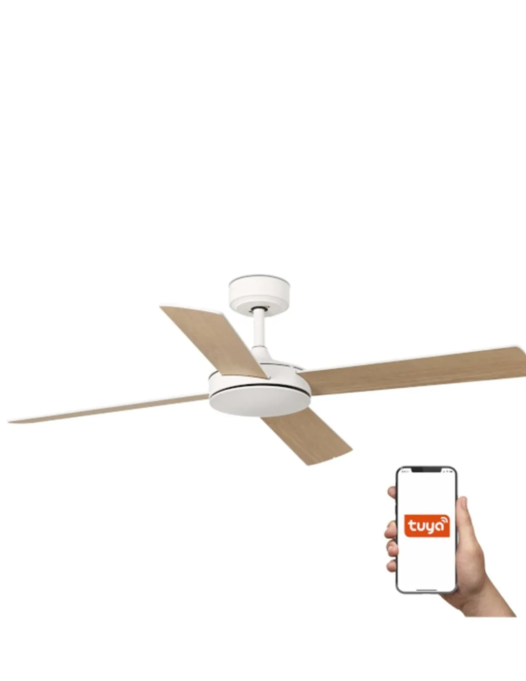 Ventilador de techo Mallorca Smart L - Faro - Ventilador inteligente, palas reversibles blanco/arce