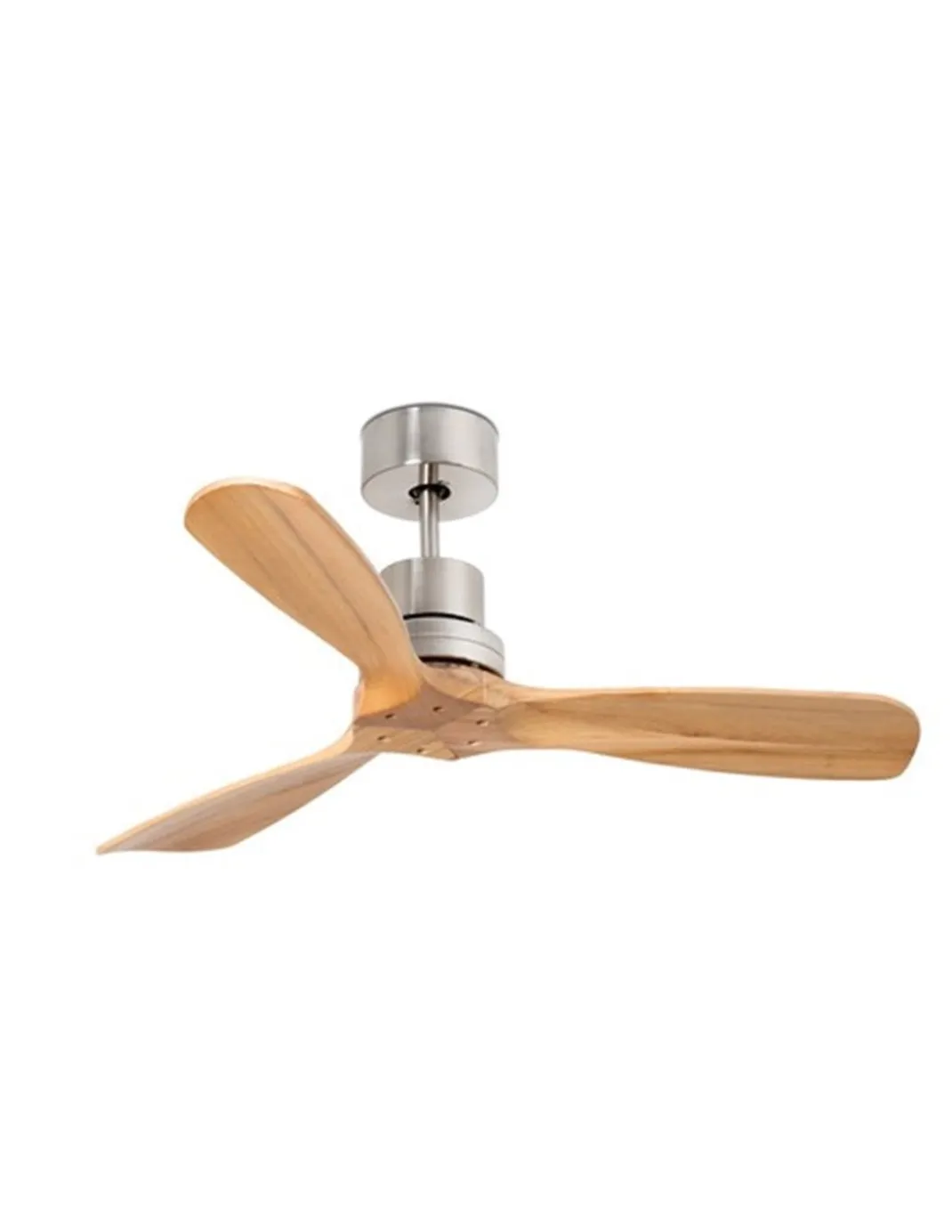 Ventilador de techo Mini Lantau - Faro - Ventilador pequeño sin luz, silencioso, niquel mate/pino