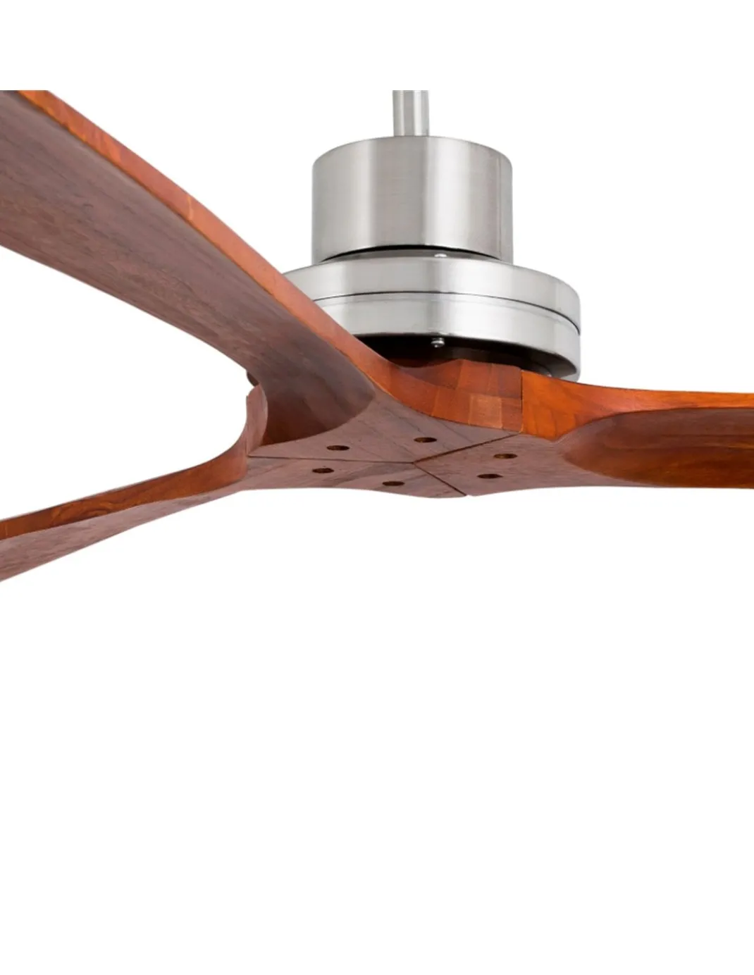 Ventilador de techo Mini Lantau - Faro - Ventilador pequeño sin luz, 3 palas, niquel/nogal