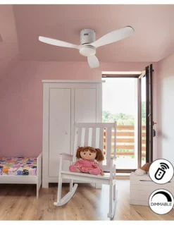 Ventilador de techo Mini Siroco – Schuller – Ventilador blanco, motor DC, 6 velocidades