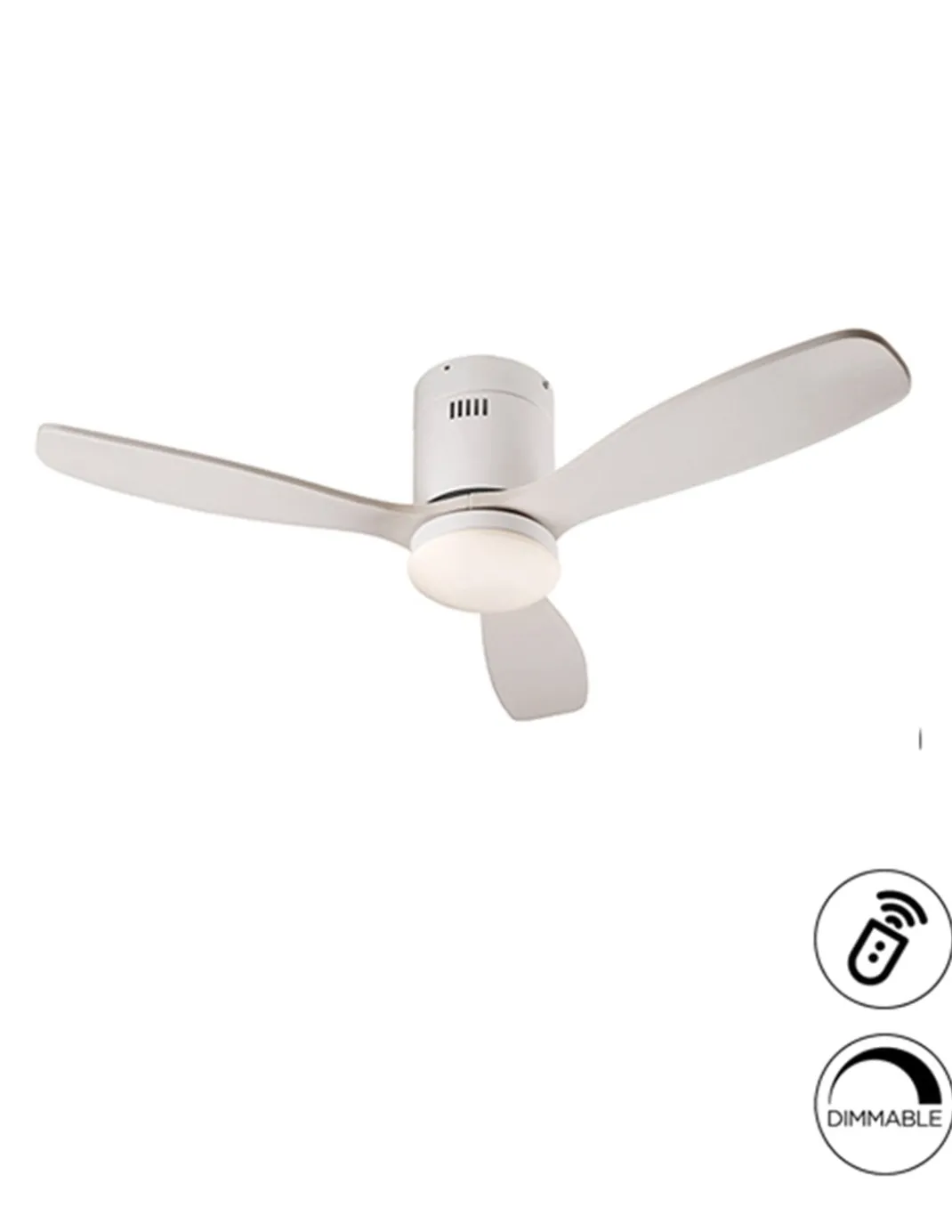 Ventilador de techo Mini Siroco – Schuller – Ventilador blanco, motor DC, 6 velocidades