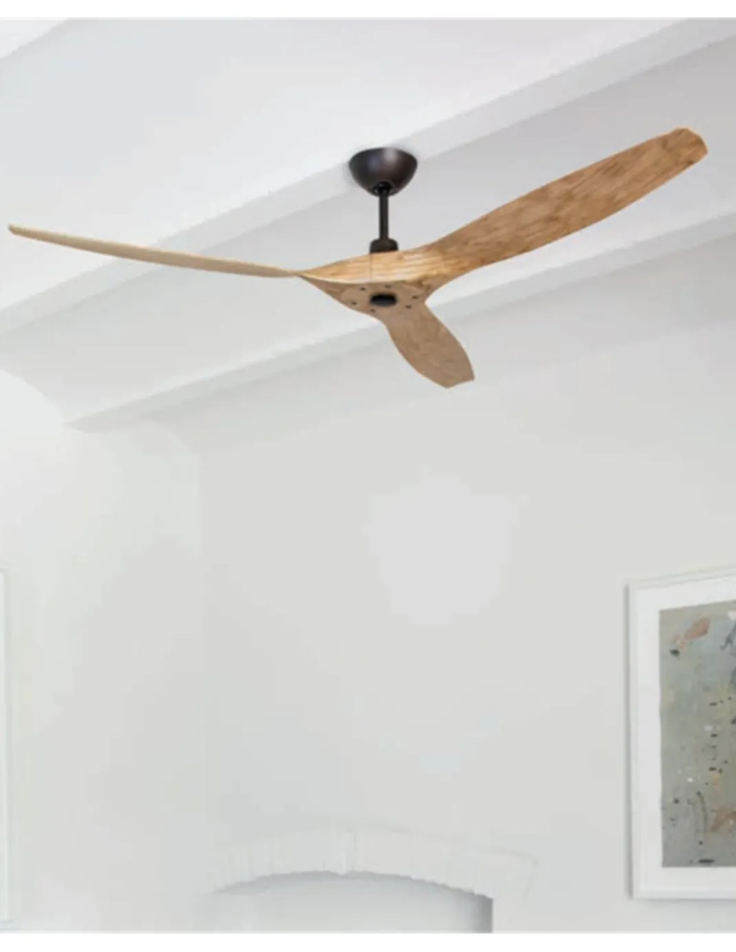 Ventilador de techo Morea - Faro - Ventilador sin luz silencioso con palas acabadas en madera clara