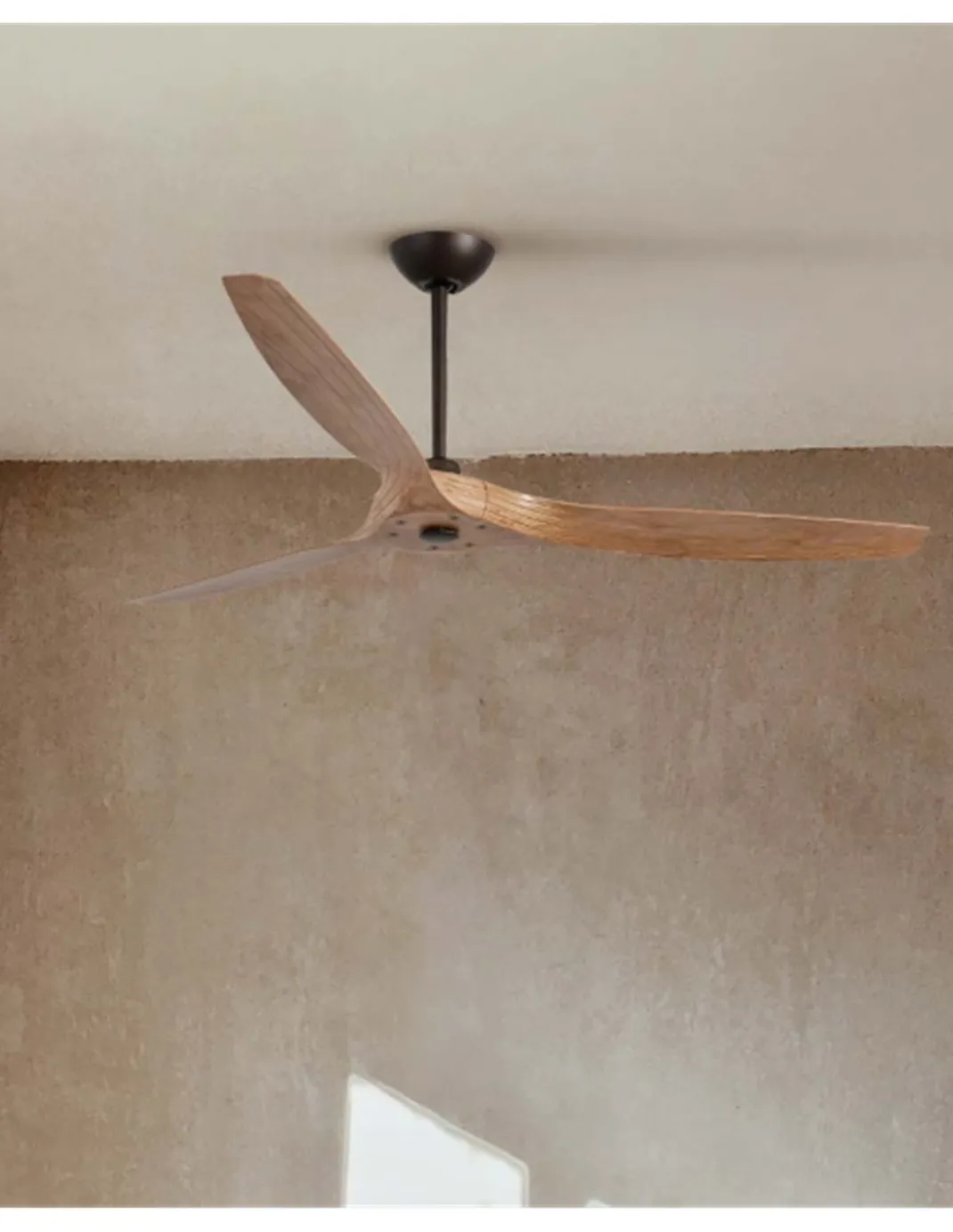 Ventilador de techo Morea - Faro - Ventilador sin luz silencioso con palas acabadas en madera clara