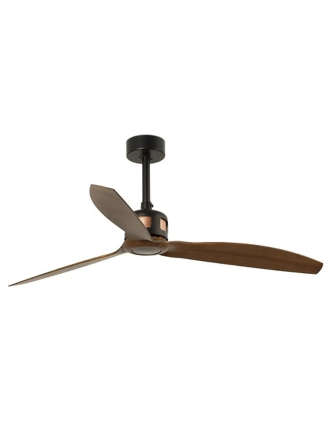 Ventilador de techo negro/madera sin luz y motor DC Copper - Faro