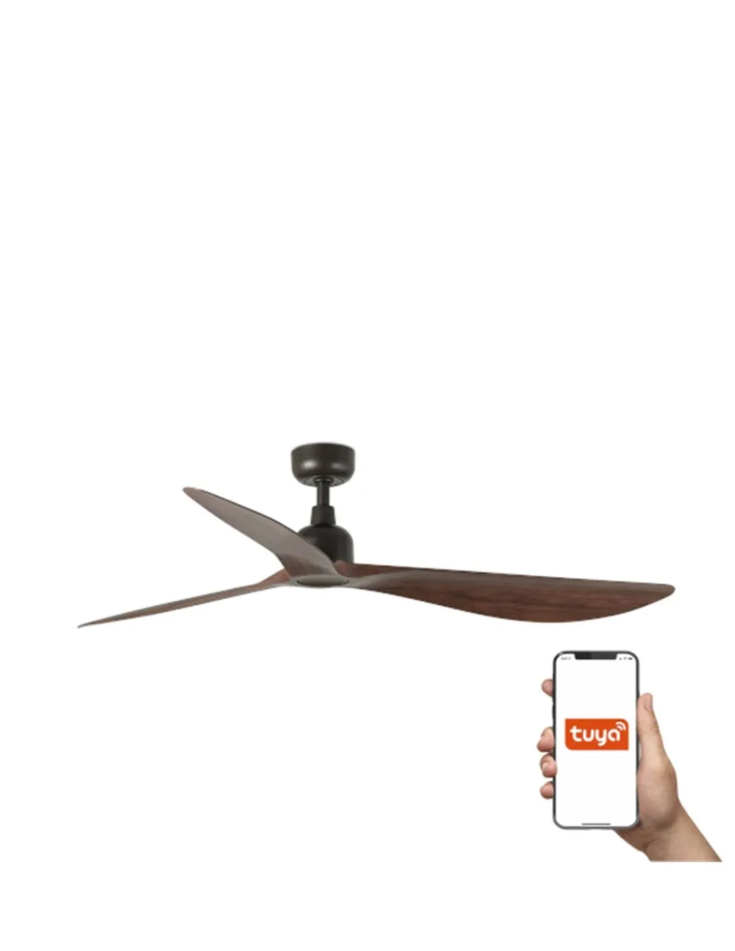 Ventilador de techo Outwood L Smart - Faro - Ventilador DC con palas de nogal, apto exterior (IP44)