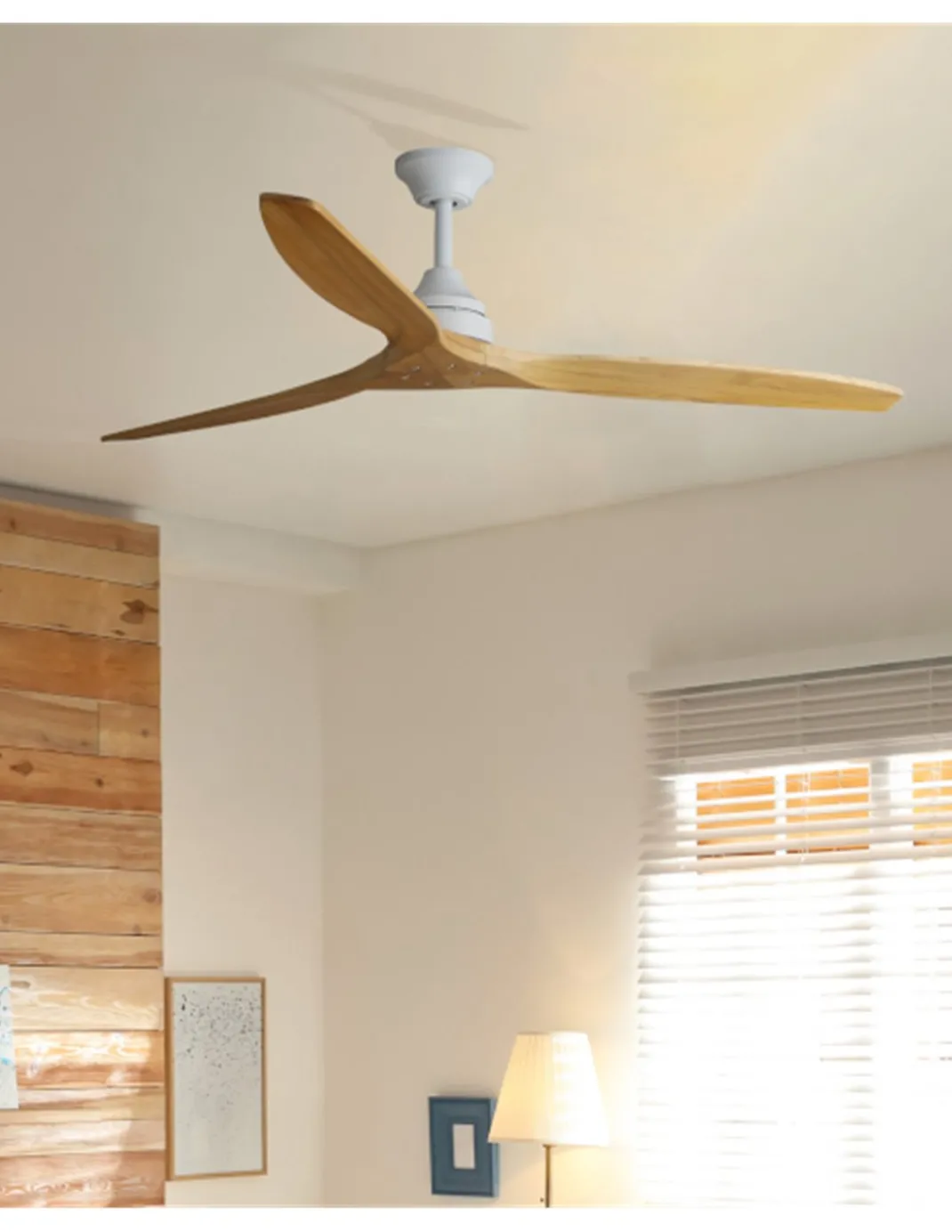 Ventilador de techo sin luz Alo - Faro - Ventilador de techo, madera y blanco, inverter