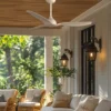 Ventilador de techo sin luz Duero - ALG - Ventilador elegante para exterior en blanco