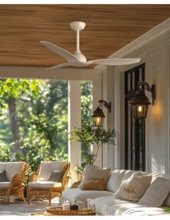 Ventilador de techo sin luz Duero - ALG - Ventilador elegante para exterior en blanco