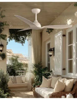Ventilador de techo sin luz Duero - ALG - Ventilador elegante para exterior en blanco