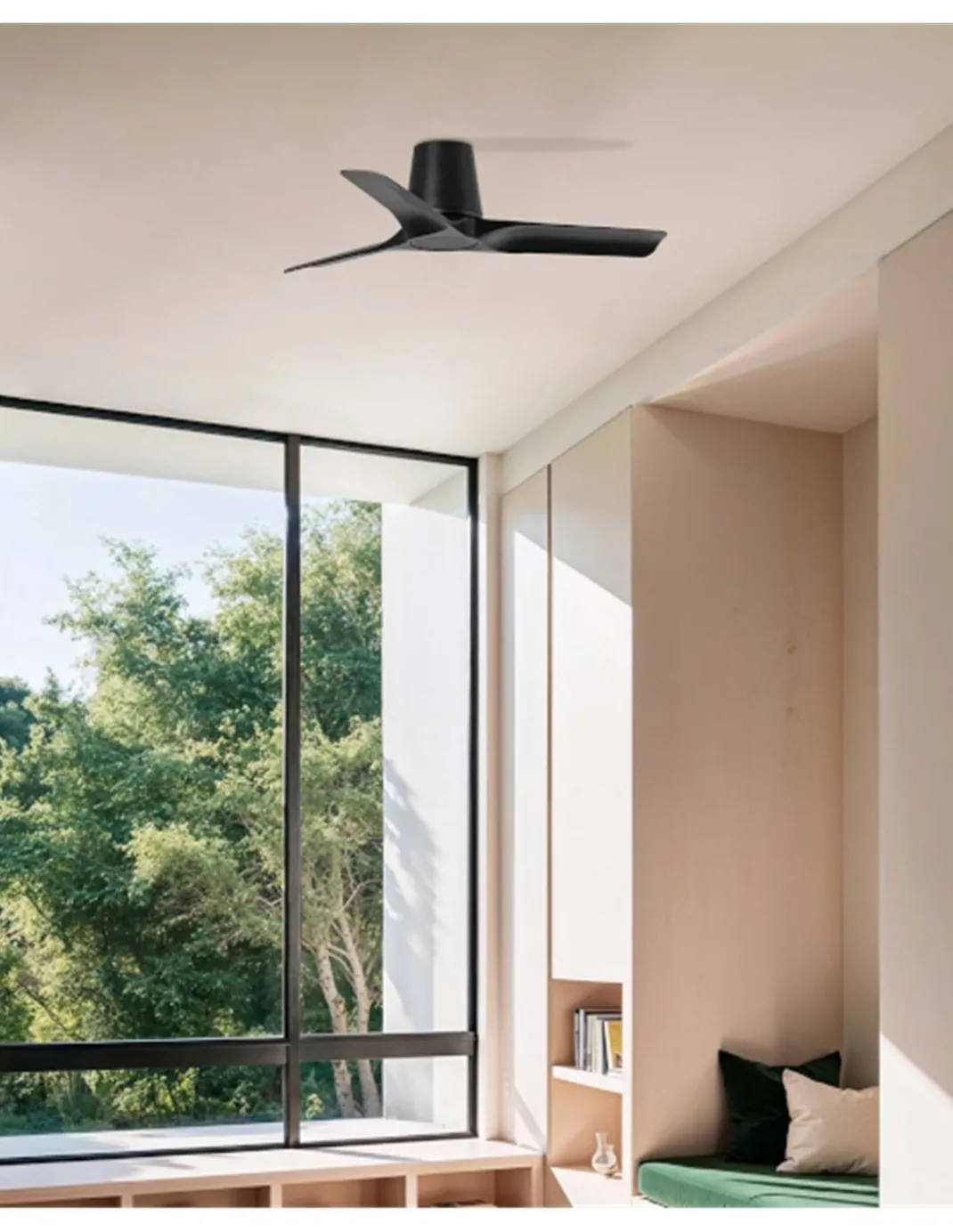 Ventilador de techo sin luz Hey Tub S - Faro - Palas de madera oscura, motor DC