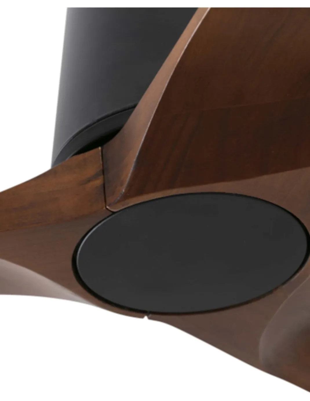 Ventilador de techo sin luz Heywood Tub S - Faro - Palas FSC de nogal, motor DC