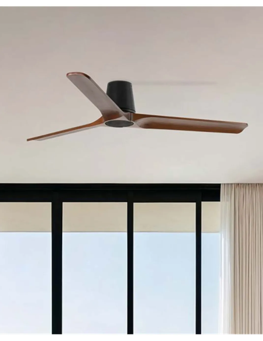 Ventilador de techo sin luz Heywood Tub L - Faro - Ventilador DC con palas FSC de nogal