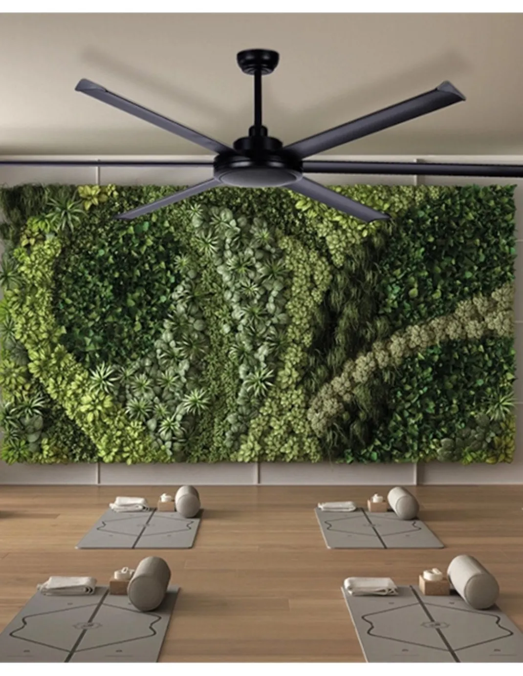Ventilador de techo sin luz Niágara - ALG - Ventilador industrial negro para grandes superficies con 6 aspas
